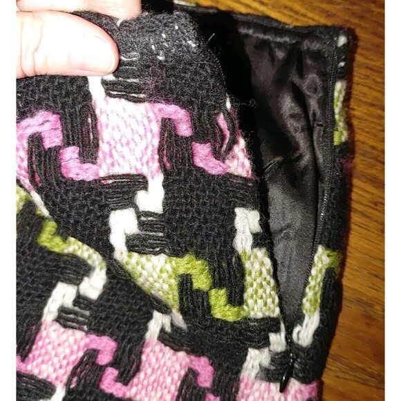 BOHO VTG MILLY of New York Embroidery Mod 70s Skirt Green Pink Black Mini Sz 2 - Picture 3 of 9